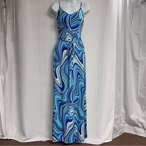 Love Squared ladies Blue Swirl Maxi Dress size small (NWT)